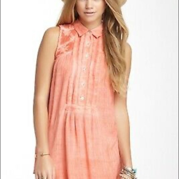 Free People Coral Henley Tunic Tank Top Size Small - Picture 2 of 13